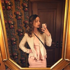 Calvin Klein Light Tweed Blazer with Pockets and Zip